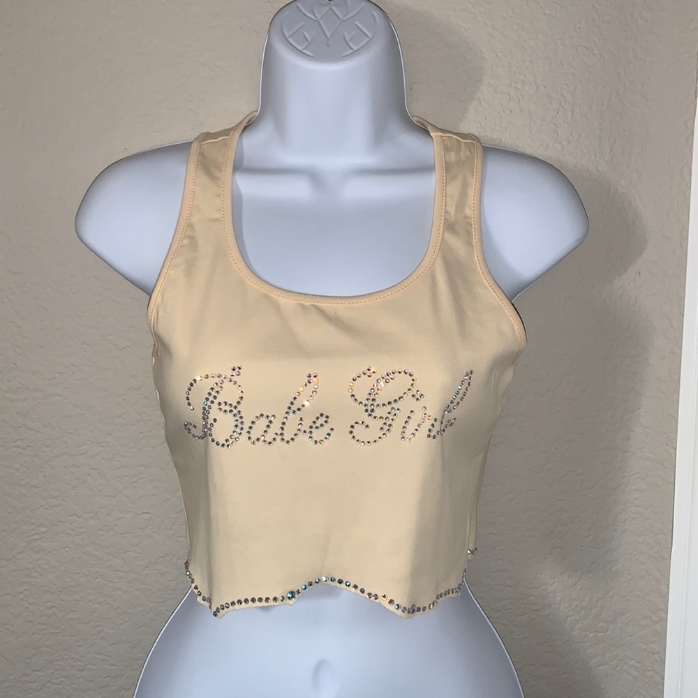 Rhinestone Design Crop Tank